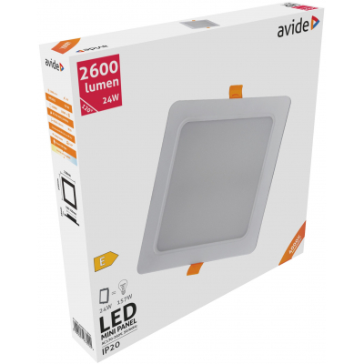 Panel mini kvadr ugrad 24W 4000K 2600lm 120° 220x220x26mm Avide LED Ceiling Lamp Recessed