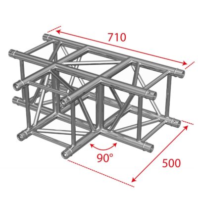 Truss ALU Quatro 290 T-komad  AGQUA-05 angle – 90° – 3 directions – Connection kit included