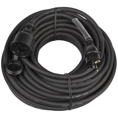 Kabel produž 2,5mm2 + utik/natik L=20m   POWERCABLE-3G2,5-20M-G  H07RN-F 3G2,5  IP44
